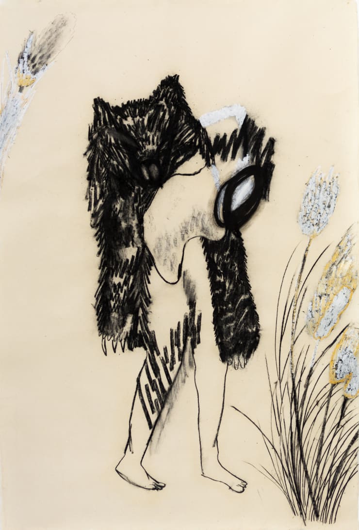 Yi Youjin Untitled 2020 Oil Pastel Charcoal On Korean Paper Hanji 200 X 133 Cm