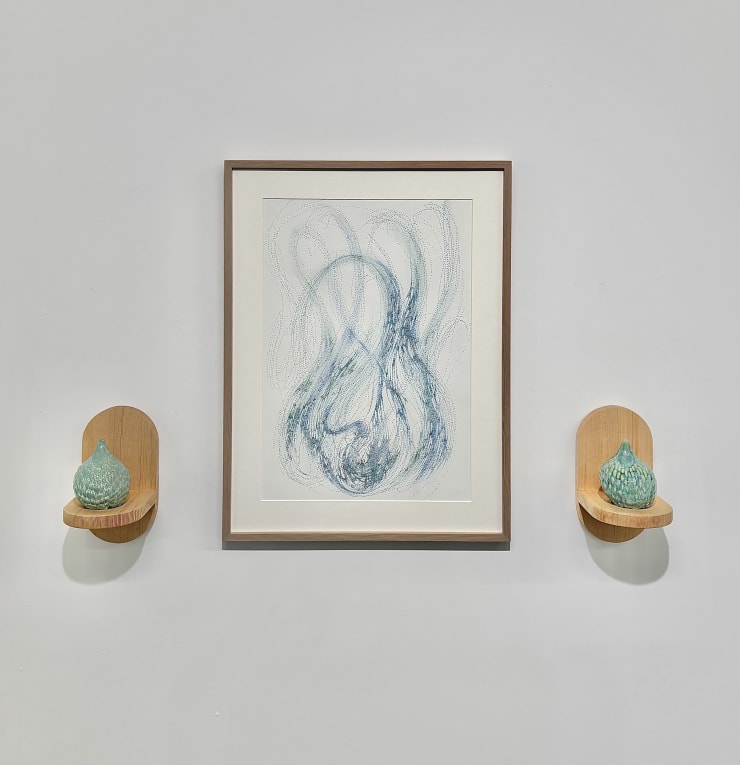 Blue The Second Breath 2025 Mixed Media On Paper Ceramic Wood Dimensions Variable