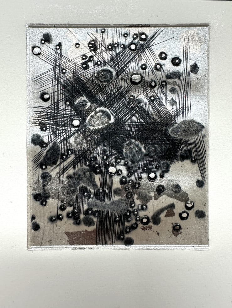 copperplate engraving with metal leaf, 5 x 4 in, 2023