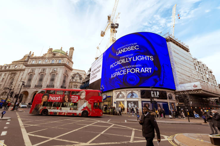 A Space for Art featured on the Piccadilly Lights