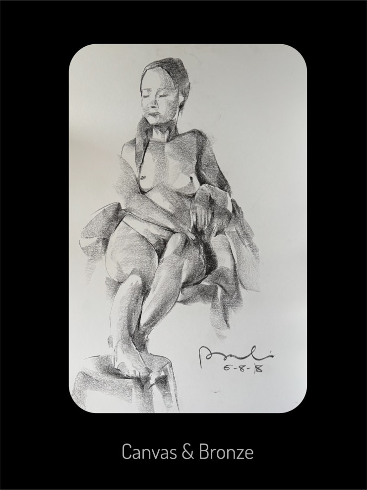 Prabin Badhia, I am (charcoal on paper, drawing, sketch, figure), 2018