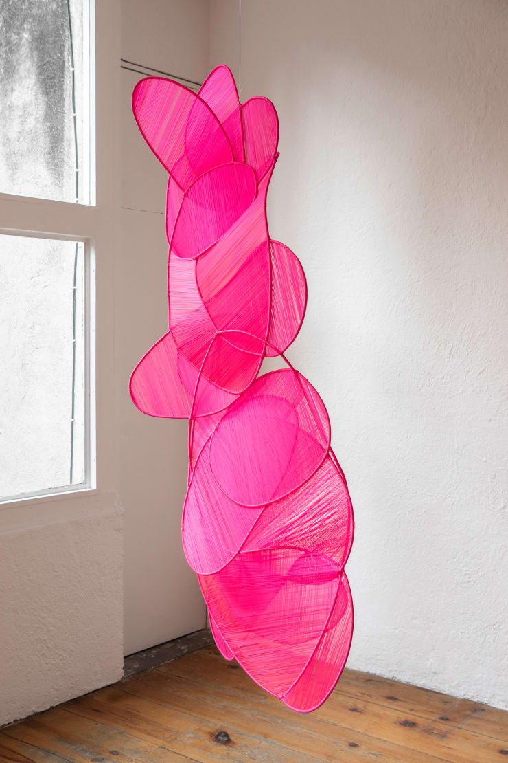 Manuela de Laborde Lo que tiene tiempo, 2022 Palm, steel and nylon 170 x 85 x 40 cm (66.9 x 33.4 x 15.7 in