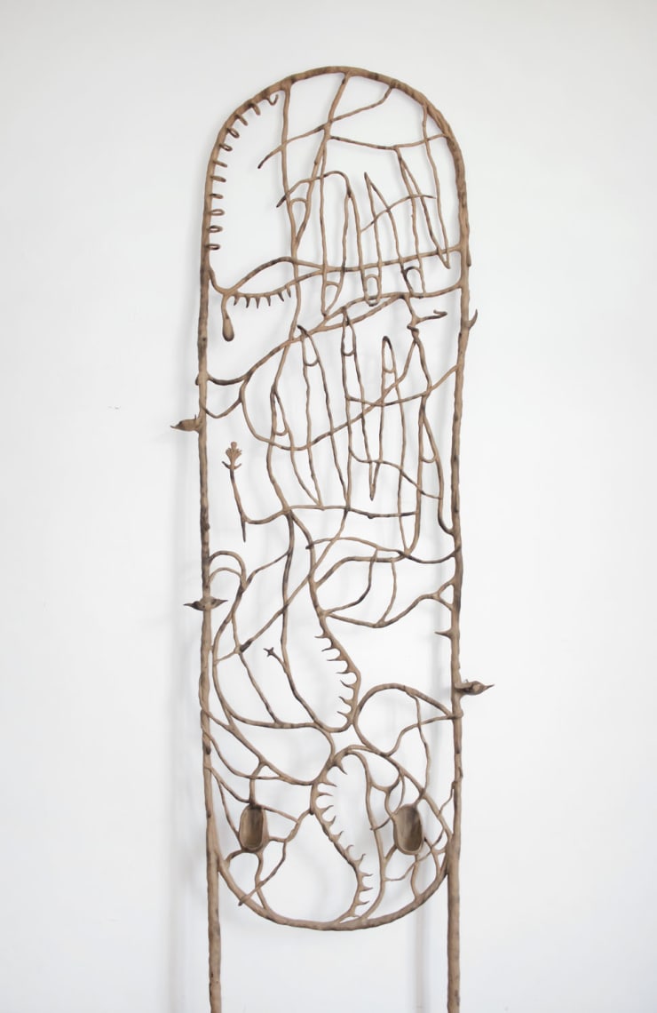 ASMA Acompañante, 2019 Cast in lost wax bronze, oil, soot, matte varnish. 167 x 59 x 7 cm (65.75 x 23.23 x 2.76 in)