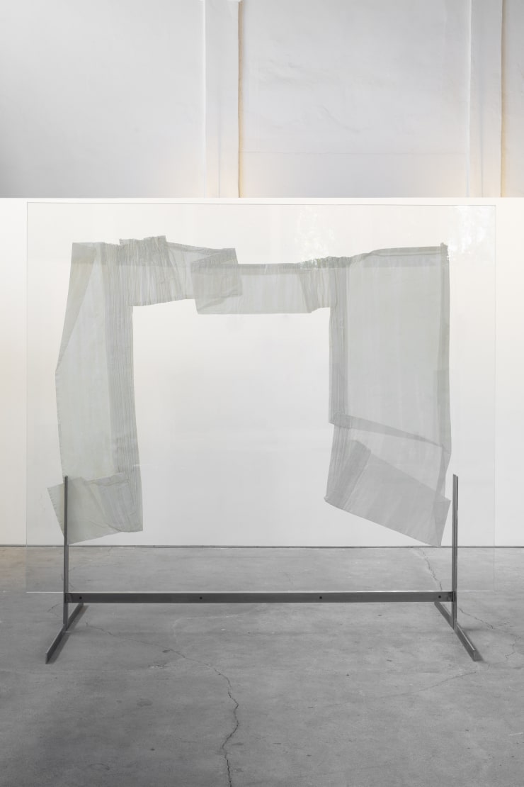 Lukas Gschwandtner Daybed, 2023 Glass, canvas and steel 220 x 240 x 112 cm (86.6 x 94.5 x 44.1 in)