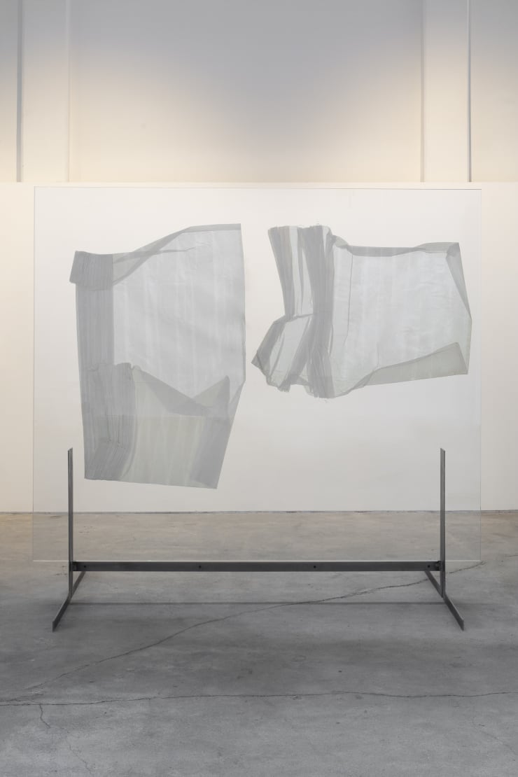 Lukas Gschwandtner Window 1, 2023 Glass, canvas and steel 220 x 240 x 112 cm (86.6 x 94.5 x 44.1 in)