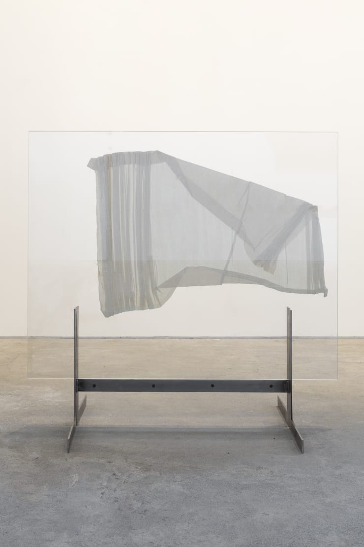 Lukas Gschwandtner Window 2, part II, 2023 Glass, canvas and steel 124 x 130 x 72 cm (48.8 x 51.2 x 28.3 in)