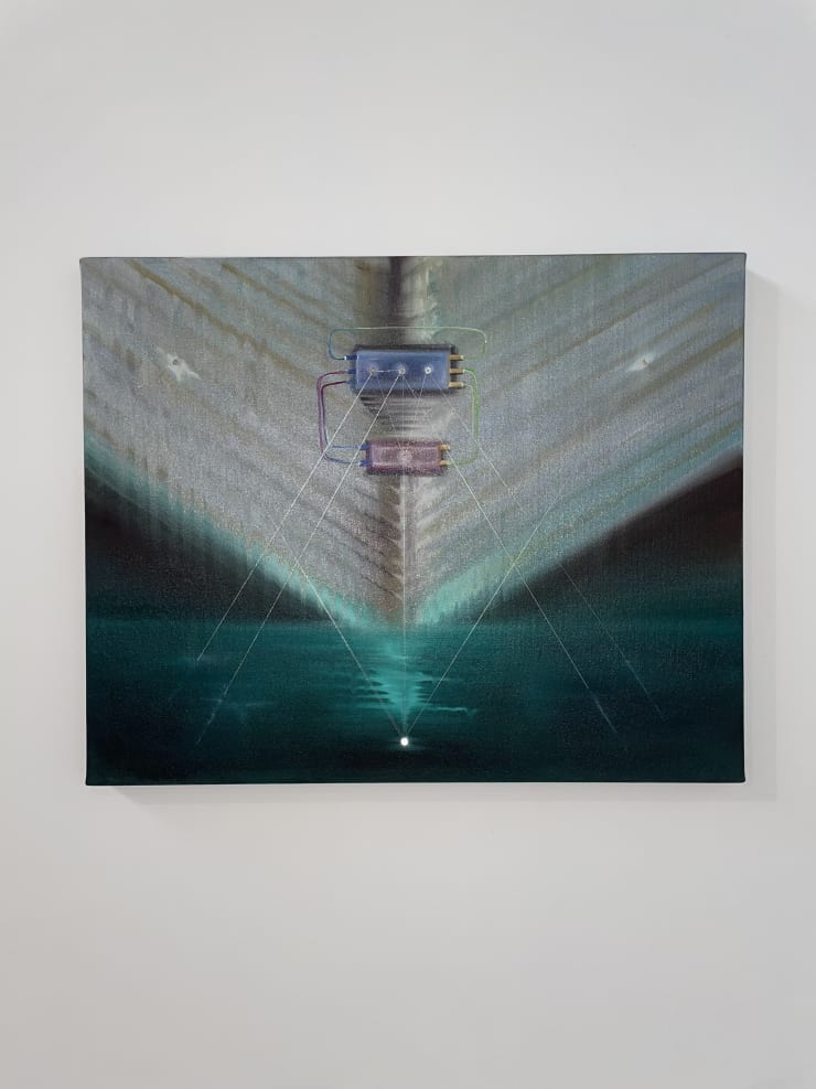 Carolina Fusilier Untitled, 2024 Oil on canvas with thread and screw interventions 60.5 x 75.5 x 3 cm (23.82 x 29.72 x 1.18 in)