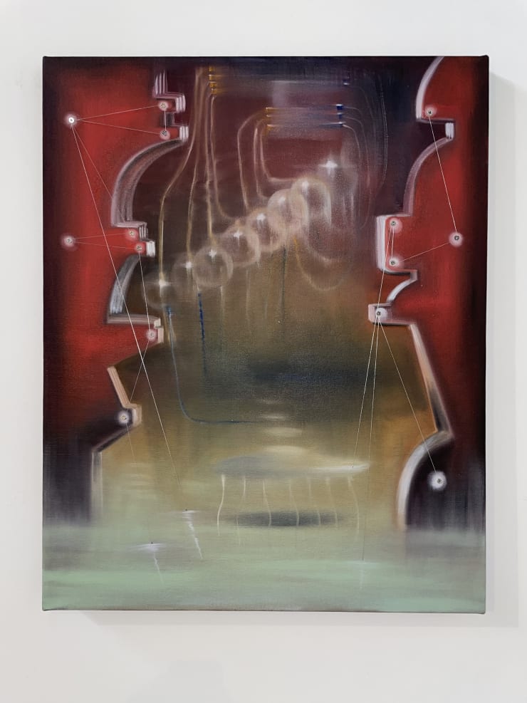 Carolina Fusilier Untitled, 2024 Oil on canvas with thread and screw interventions 75 x 60.5 x 3.5 (29.5 x 23.8 x 1.4 in)