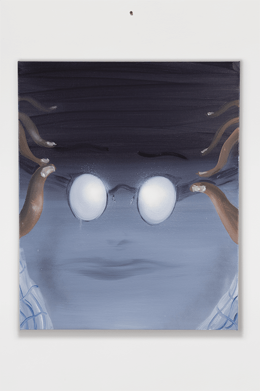 Jose Bonell A tientas, 2025 Oil and spray paint on linen 73 x 60 x 3.5 cm (28.7 x 23.6 x 1.4 in)