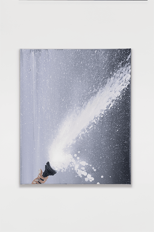 Jose Bonell Ráfaga, 2025 Oil and spray paint on linen 46 x 38 x 3 cm (18.1 x 15 x 1.2 in)