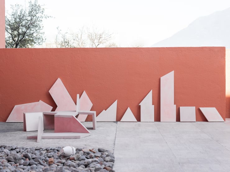 Gordon Hall The number of inches between them, 2021 Pigmented cast concrete, two-sided color poster multiple 213 x 152 cm (83.8 x 59.8 in)