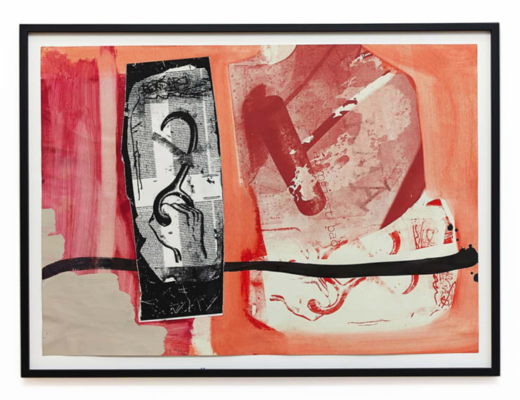 Að ábyrgjast það, 1981 silkiþyrkk, collage og ljósnæm efni á pappír Að ábyrgjast það, 1981 silkiþyrkk, collage and photosensitive materials on paper 60,5 x 85,5 cm MAK0015