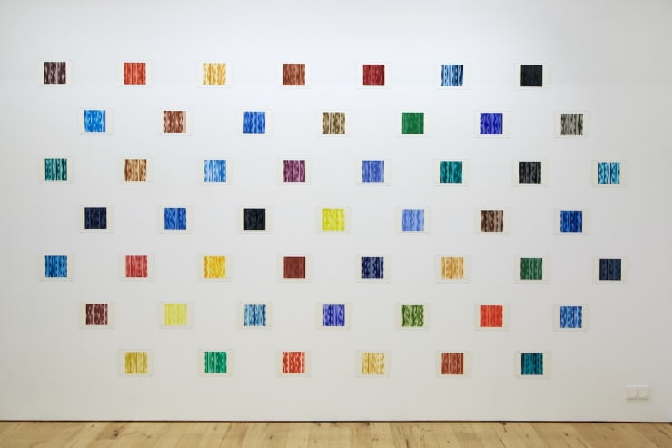 Allir litir Kvarans / All Kvaran's colours, 2018 gvass á pappír / gouache on paper 50 pieces 14,5 x 21 cm each