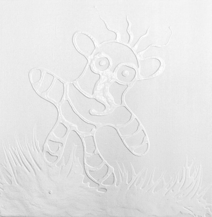 Yfir Gróna Götu / On an Overgrown Path, 2018 Enamel paint on canvas 40 x 40 cm GKF0047