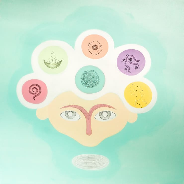 Hugurinn / The Mind, 2018 Acrylic paint and ink on canvas 120 x 120 cm GKF0048