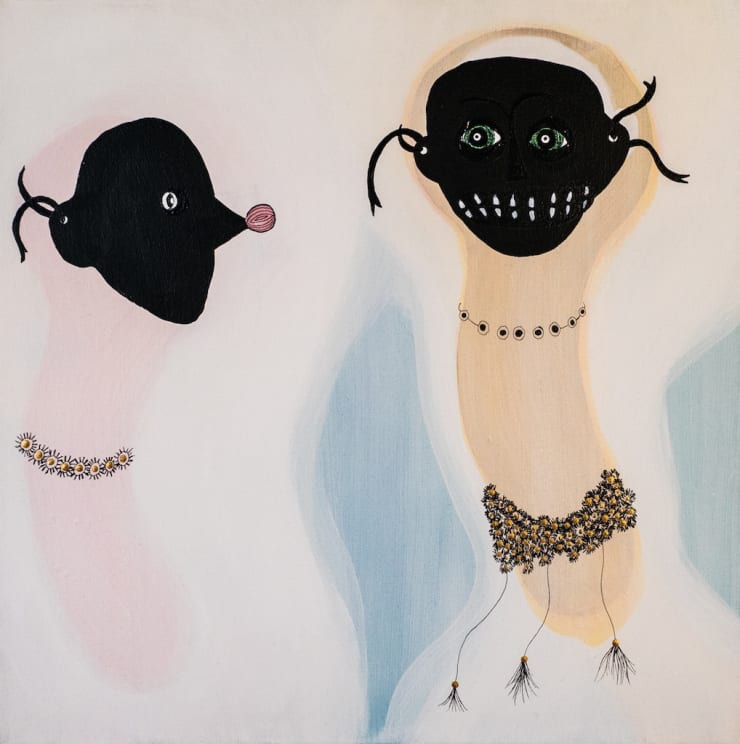 Skartgripir / Jewels, 2017 Acrylic paint and ink on canvas 50 x 50 cm GKF0006