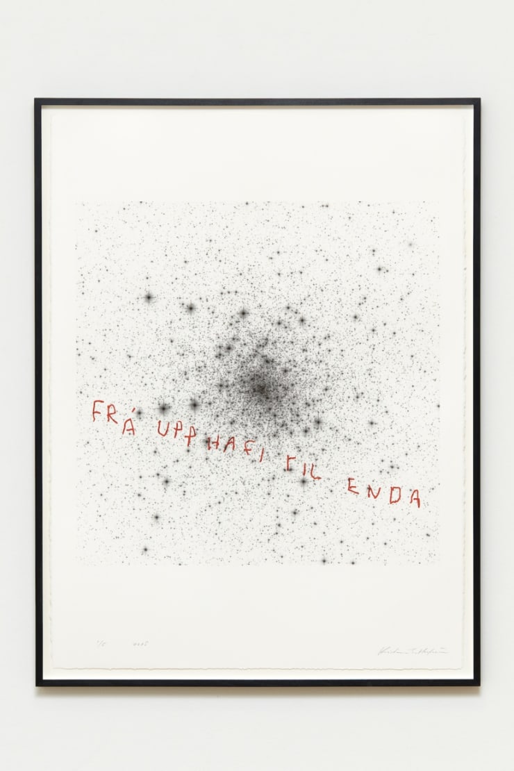 Frá upphafi til enda, 2017 Ljósekta bleksprautuprent og silkiþrykk á 250g/m2 BFK Rives pappír. / Archive inkjet print and silkscreen on 250gsm BFK Rives paper. 57 x 76 cm KEH0205_A_1