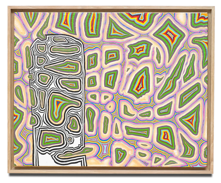 Bautur, 2017 Blönduð tækni á fundinn við / Mixed media on found wood 43,5 x 53,4 x 3 cm