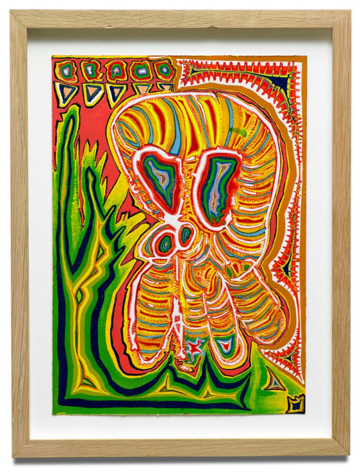 Löv skull (bounty), 2015 Blönduð tækni á prent á pappír / Mixed media on print on paper 29,5 x 22,5 x 2 cm