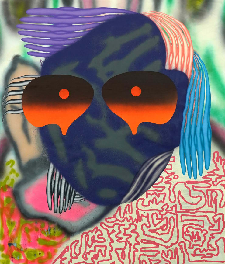 abstract painting of a face with sunglasses by terry hoff
