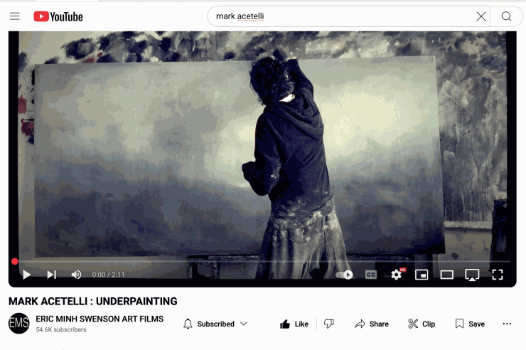 The process of underpainting and pushing the paint into fine thin transparencies to create depth and light.