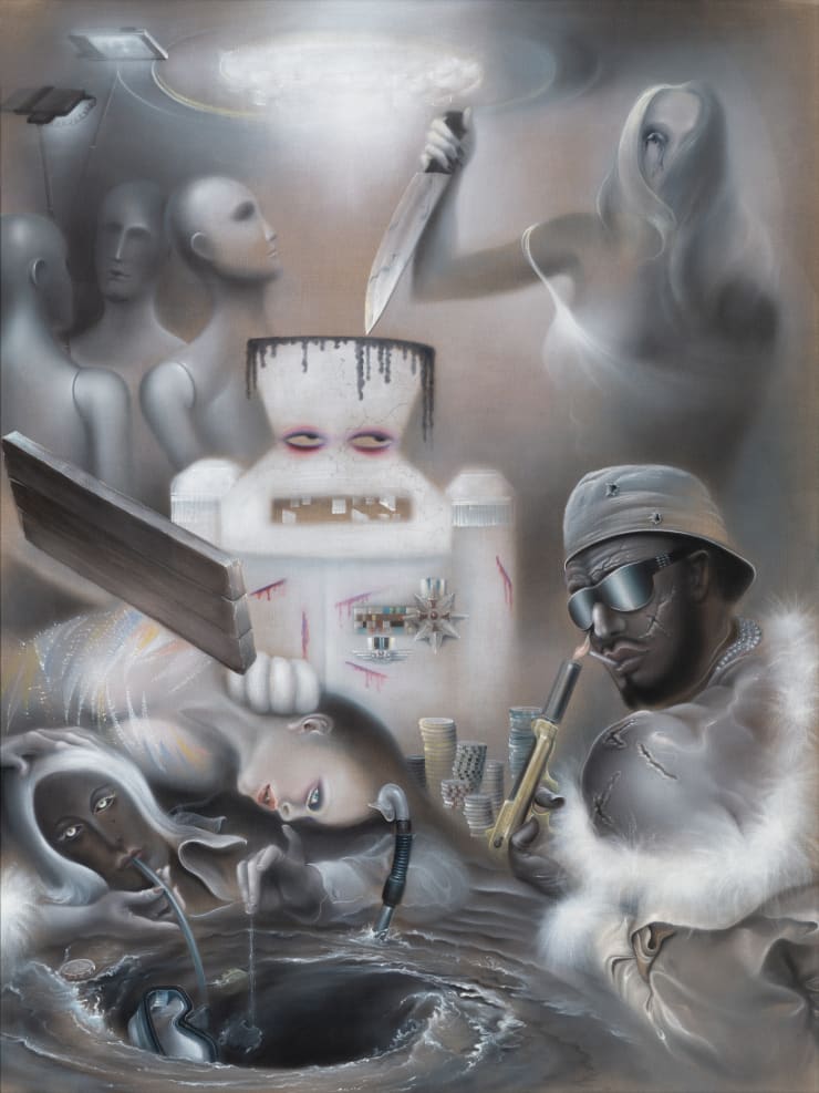 Bernhard Martin Kein Vertrag 2017 Oil On Raw Canvas Framed 235 X 175 Cm