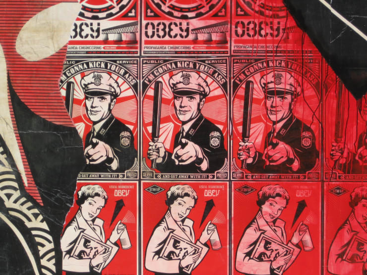 Houston Street, NYC - Shepard Fairey mural Photo: CC Charles16em, Apr. 2010