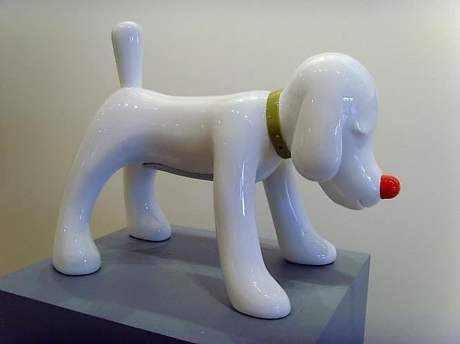 Yoshitomo Nara Doggy Radio, 2011 Polymer Plastic Sculpture/Radio-Touch Sensitive Volume, Nose Tuner Dial Bluetooth/USB, Yamaha Lab Speaker System 13H X 17W X 8.5D inches Edition of 3000