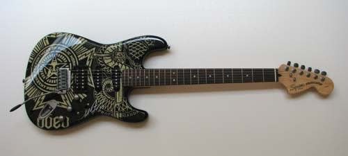 Shepard Fairey Obey-HSS Dissent, 2009 Fender-Squier Stratocaster 11h X 40w X 2.5d in.