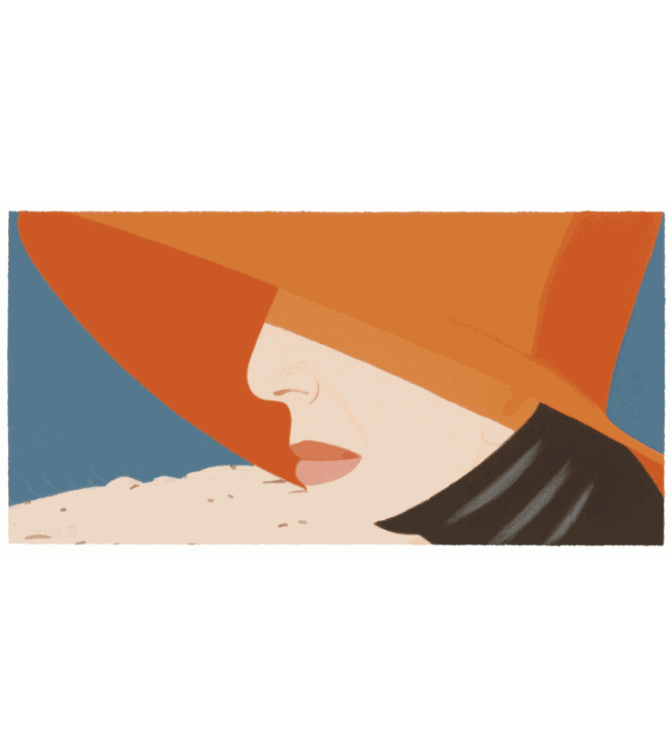 Alex Katz Orange Hat, 1990 Screenprint in colors 18h x 36w inches 34/150 For sale at VFA