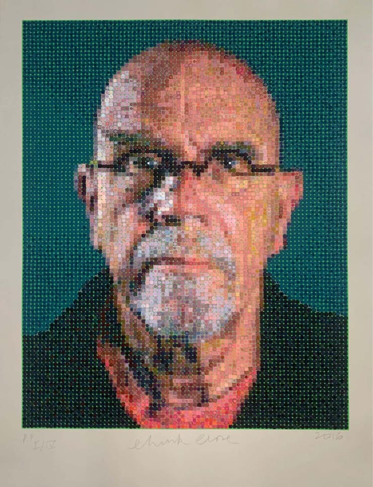 Chuck Close Self Portrait, 2016 Felt Hand Stamp 40 x 30 ins 101.6 x 76.2 cm For Sale at VFA
