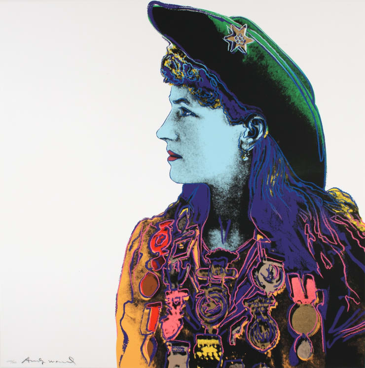 Andy Warhol ANNIE OAKLEY, from the Cowboys and Indians Series, 1986 Screenprint On Lennox Museum Board 36 x 36 ins 91.44 x 91.44 cm Available at VFA