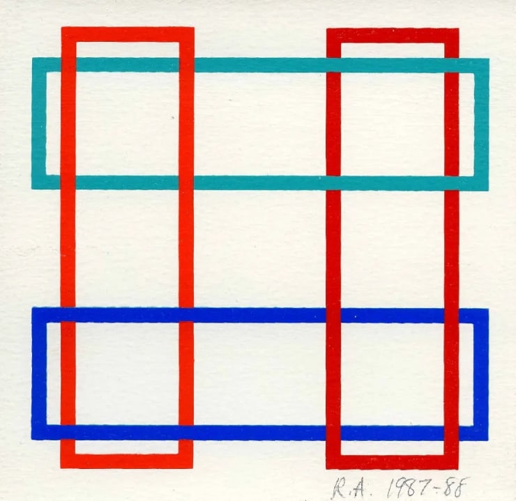 Richard Anuszkiewicz Untitled-Annual Edition, 1987-88 Screenprint on card stock 5 1/2 x 5 1/2 ins 13.97 x 13.97 cm Available at VFA