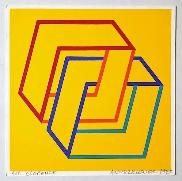 Richard Anuszkiewicz Untitled-Annual Edition, 1993 Screenprint on card stock 5 1/2 x 5 1/2 ins 13.97 x 13.97 cm Pencil signed lower right "Anuszkiewicz 1993"