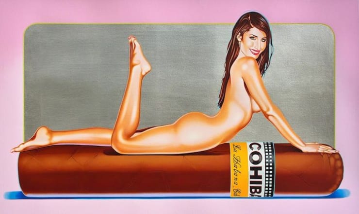 Mel Ramos Hav-A-Havana #9 (Platinum) 2014 Lithograph in 34 colors with silver leaf on Canson 320g 21.5h X 36.5w in. Edition of 60