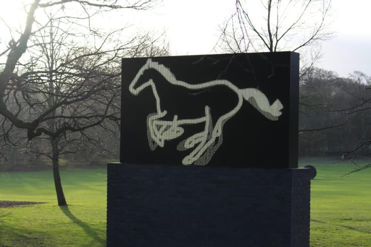 Galloping Horse (Julian Opie), Yorkshire Sculpture Park, January 10, 2015 by Anders Hanson is licensed under CC BY-SA 2.0.