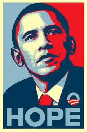 The iconic Barack Obama ‘Hope’ poster designed by Shepard Fairey.