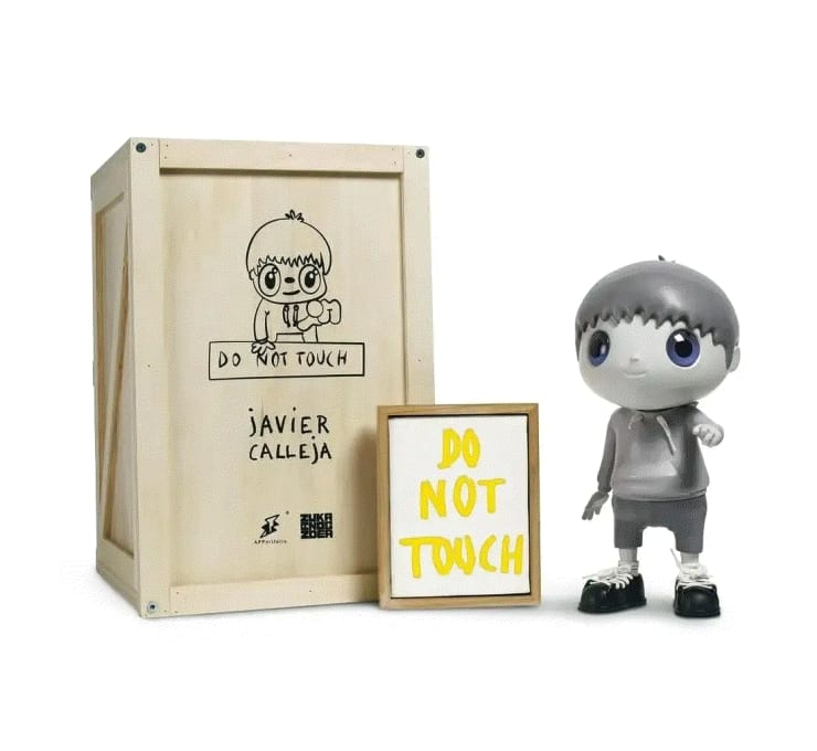 Javier Calleja DO NOT TOUCH, 2020 RESIN, STEEL, STRING, ACRYLIC PAINT 14 1/2 x 7 1/2 x 8 3/4 in 36.8 x 19.1 x 22.1 cm Available at VFA
