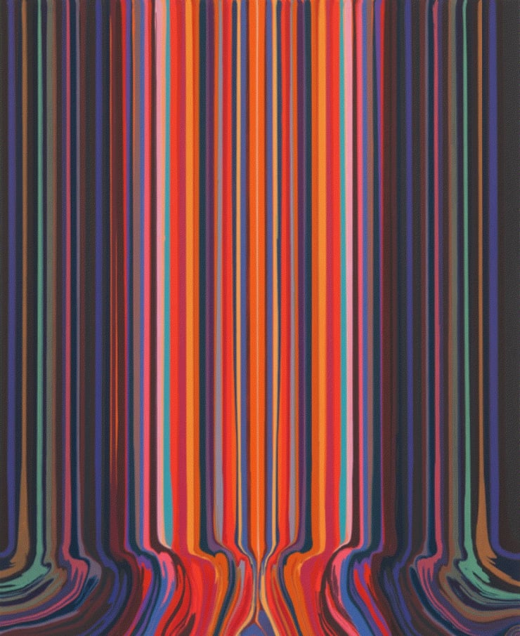Ian Davenport Mirrored Red and Black, 2021 Etching with Chine Colle on Somerset Satin 300 gsm 58 5/8 x 47 2/8 ins 149 x 120.3 cm