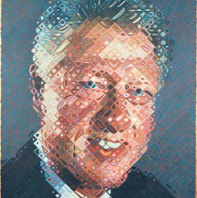 Chuck Close President Bill Clinton, 2006. Oil on canvas, 108-1/2″ x 84″ (275.6 cm x 213.4 cm).