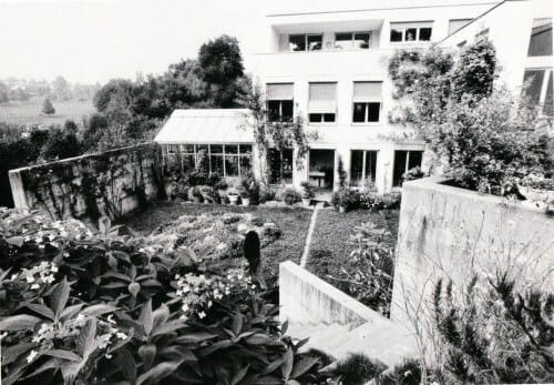 Max Bill in the garden of his home in Zurich.