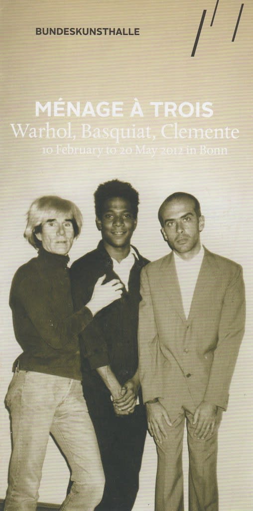 Ménage à trois - Warhol, Basquiat, Clemente. Leaflet of the exhibition in Bundeskunsthalle, Bonn" by Cea.