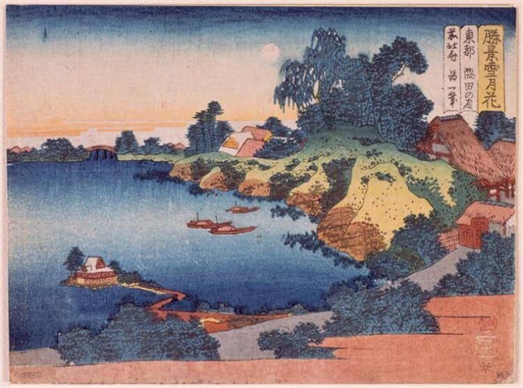 Katsushika Hokusai oonlight over the Sumida River in Edo Guimet Museum, Paris, France
