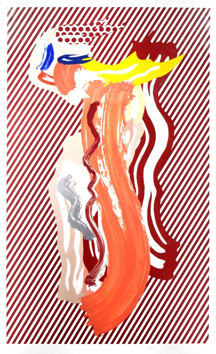 Roy Lichtenstein Nude from the Brushstroke Series, 1989 Lithograph, waxtype, woodcut and screenprint 56.25 x 32.5 inches Edition of 60 Corlett 233 For sale at VFA