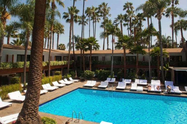David Hockney’s painted design on the bottom of the Roosevelt Hotel pool in LA