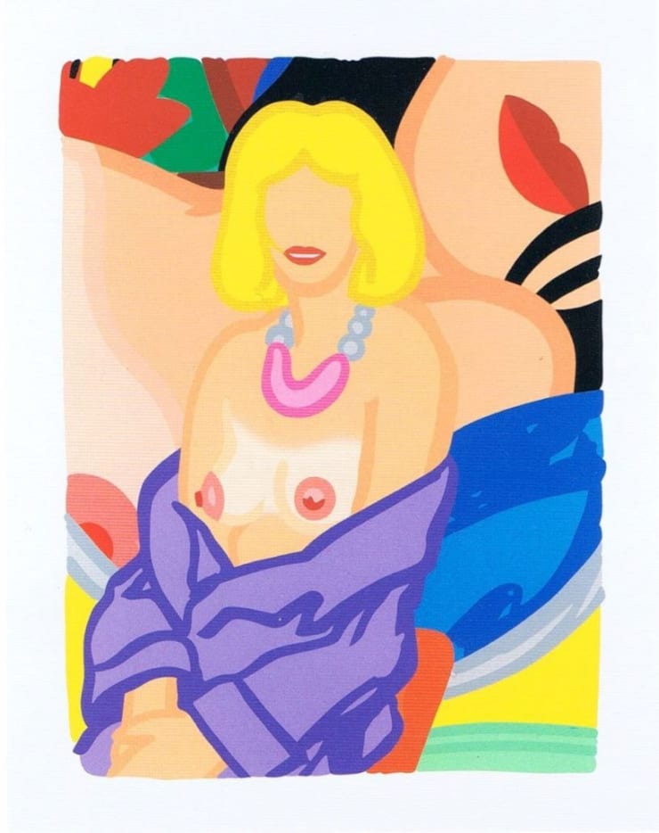 Available at VFA: Tom Wesselmann Claire Seated with Robe Half-Off, 1993 Screenprint, 61 X 48 in., Edition of 90