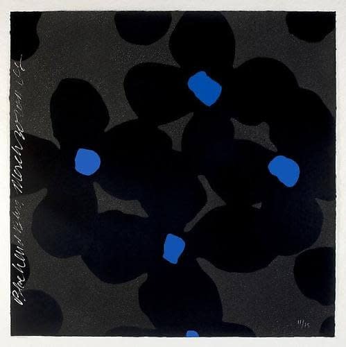 Donald Sultan Blacks and Blues – 2011 12 Color Screenprint w/ Diamond Dust on Saunders Waterford 38 X 38 in Edition of 75 For sale at VFA