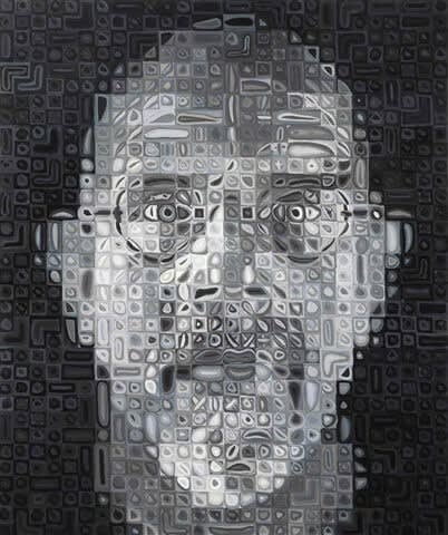 Chuck Close Self Portrait, 1995 Screenprint in colors on Somerset 64.5X 54 inches Edition of 50 For sale at VFA