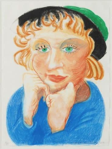 Celia with Green Hat 1984 Lithograph 30 X 22 in. Edition of 98