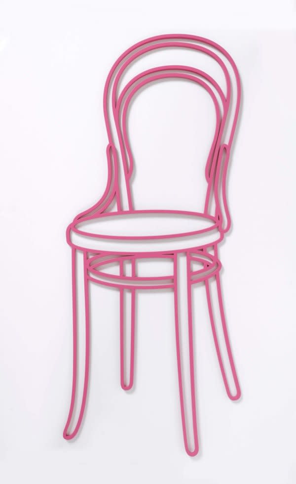 Michael Craig-Martin Thonet Chair, 2019 Polished Steel Relief with Spray Paint 27.56h x 0.02w x 12.20d in 70h x 0.05w x 31d cm 15 For sale at VFA